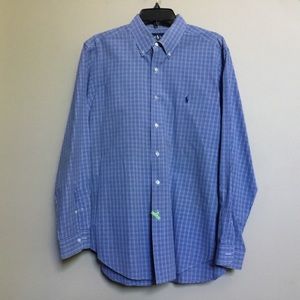 RALPH LAUREN blue plaid Classic fit button shirt L